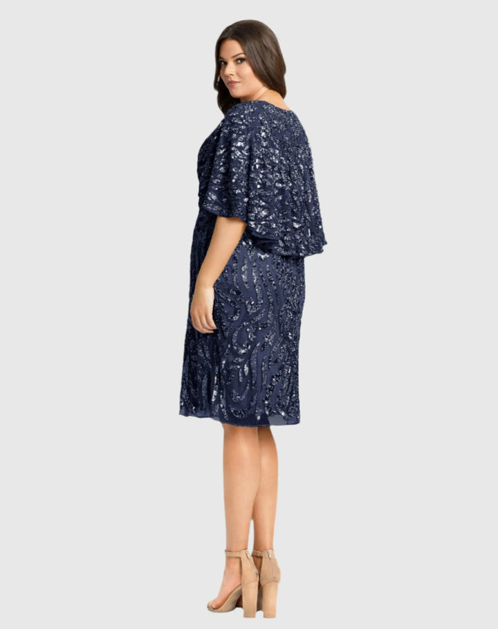 Embellished Cape Sleeve Cotail Dress | Mac Duggal 5191 (Plus)