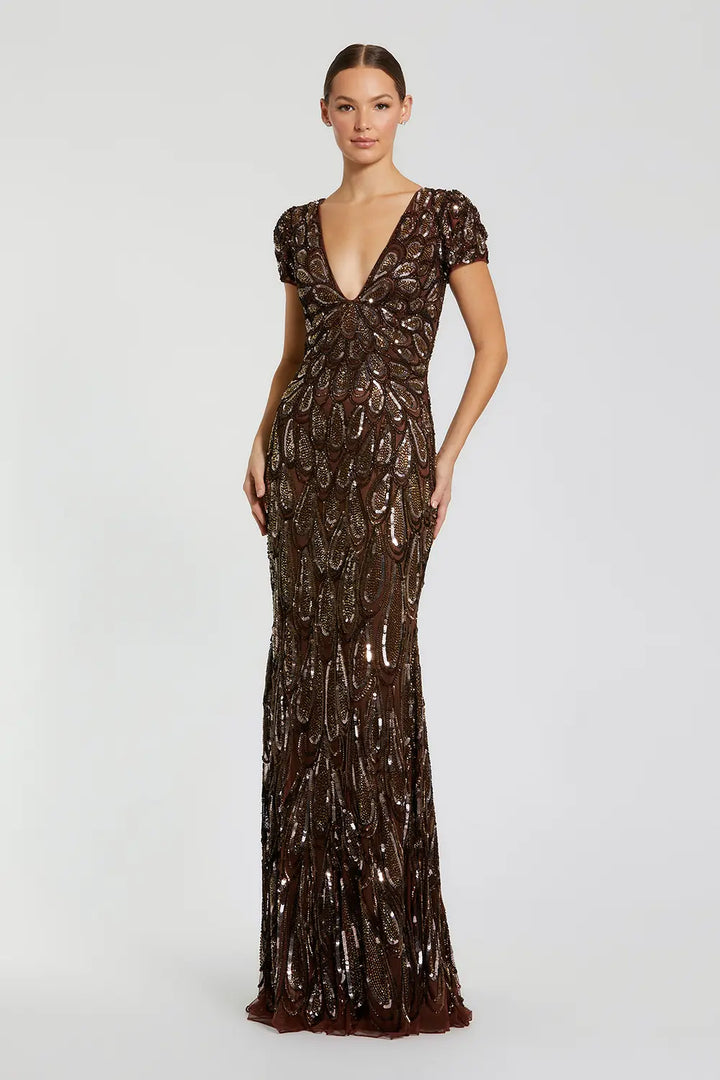 Embellished Column Gown with V-Neckline | Mac Duggal Dress 5243