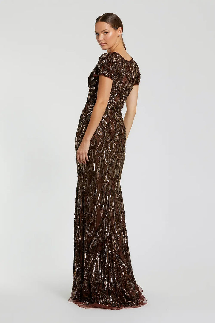 Embellished Column Gown with V-Neckline | Mac Duggal Dress 5243