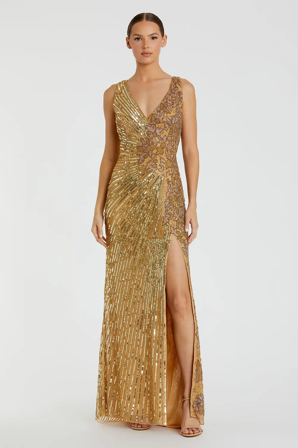 Sleeveless Beaded Floral Evening Gown | Mac Duggal Dress 5473