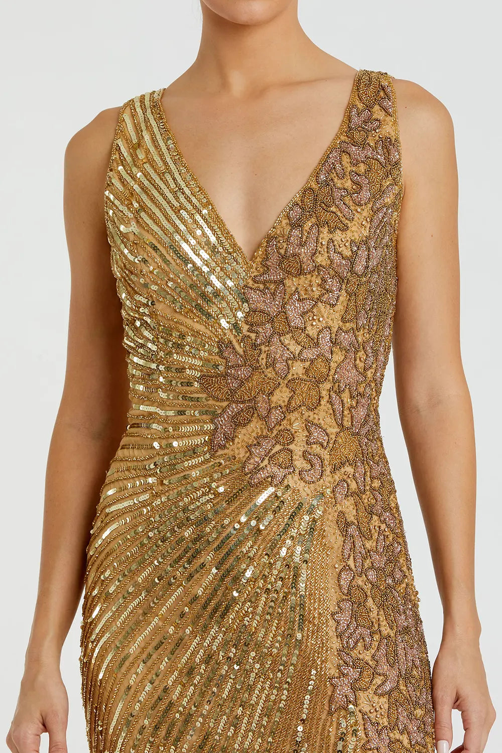 Sleeveless Beaded Floral Evening Gown | Mac Duggal Dress 5473