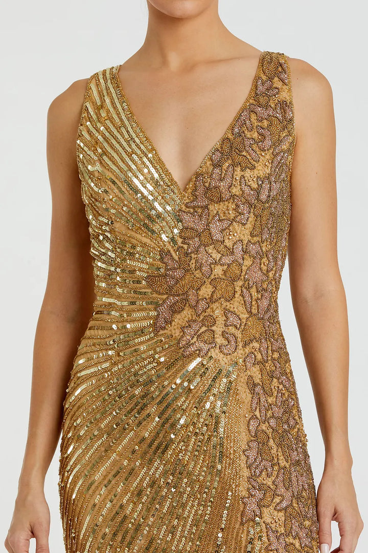 Sleeveless Beaded Floral Evening Gown | Mac Duggal Dress 5473