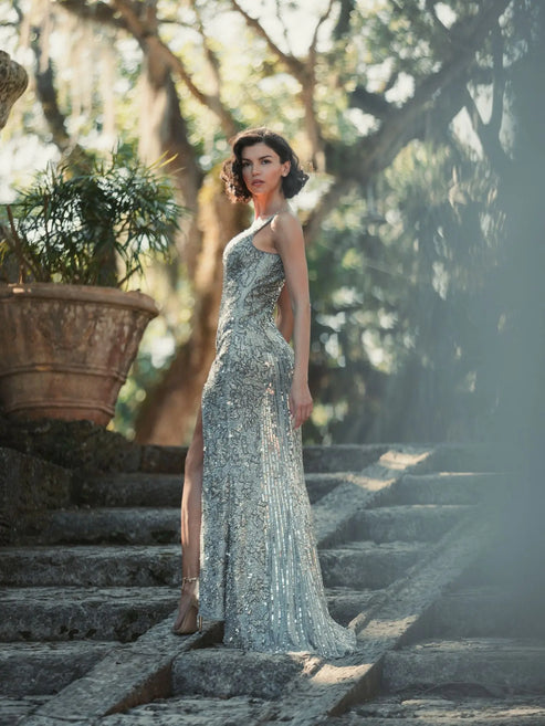 Sleeveless Beaded Floral Evening Gown | Mac Duggal Dress 5473
