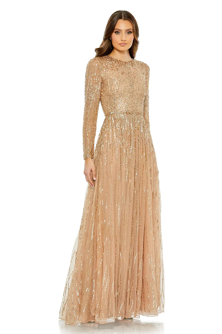 Long Sleeve High Neck Embellished Dress | Mac Duggal Dress 5636