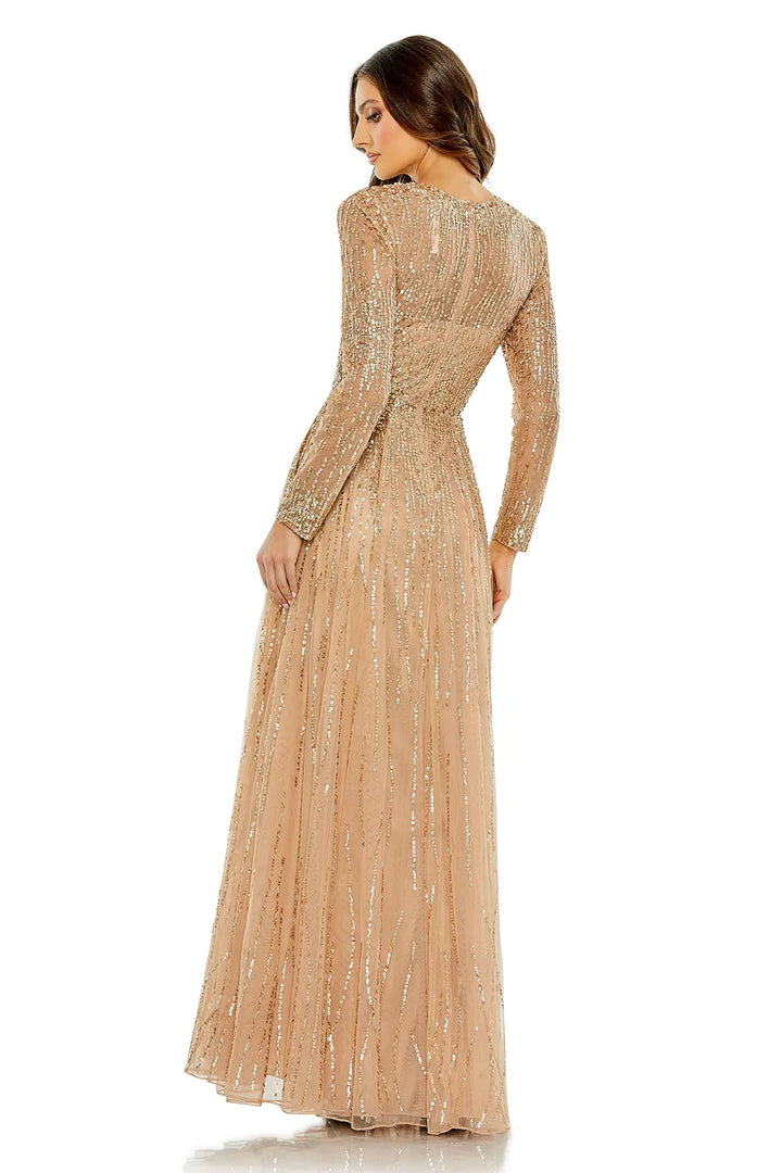 Long Sleeve High Neck Embellished Dress | Mac Duggal Dress 5636