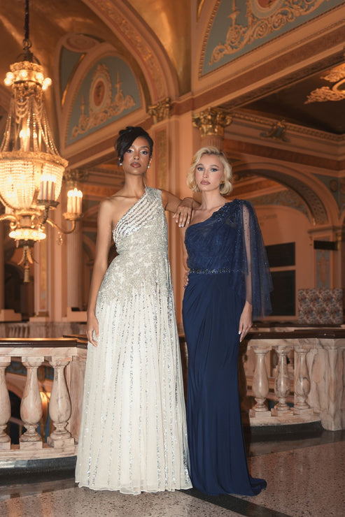 One-Shoulder Embellished Beaded Gown | Mac Duggal Dress 5679