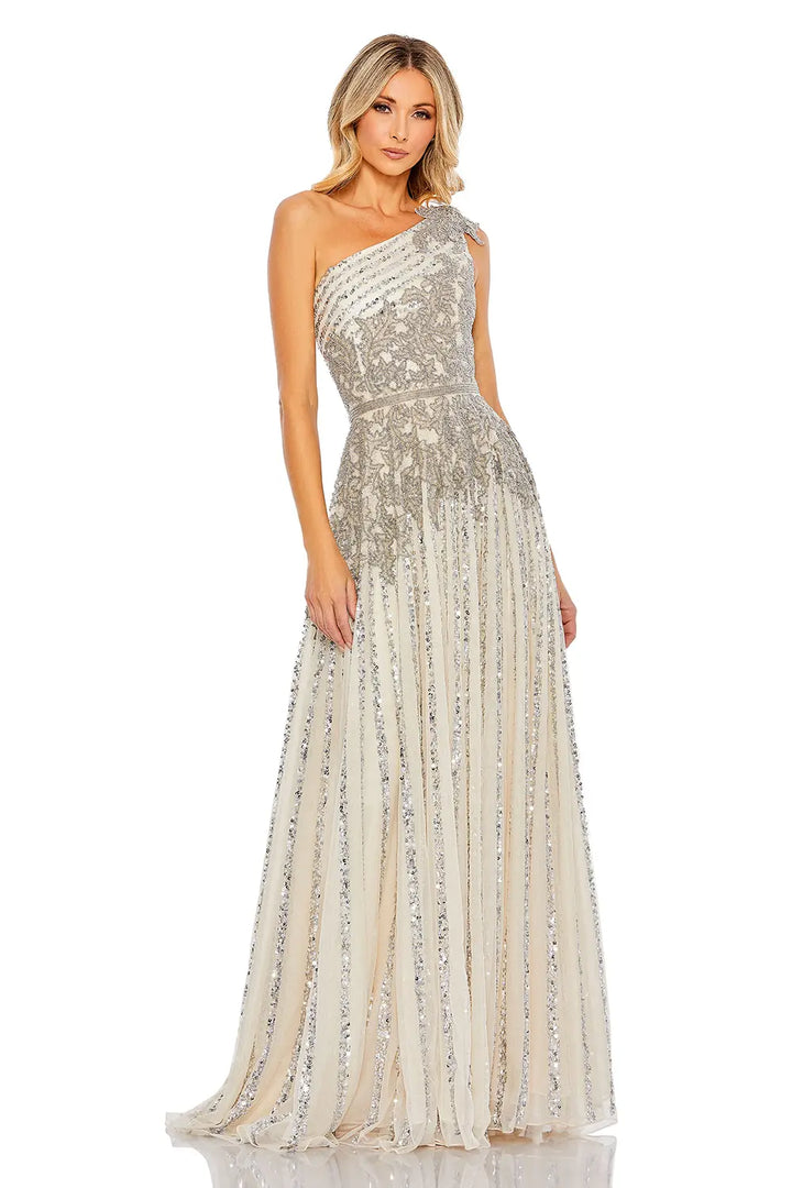 One-Shoulder Embellished Beaded Gown | Mac Duggal Dress 5679