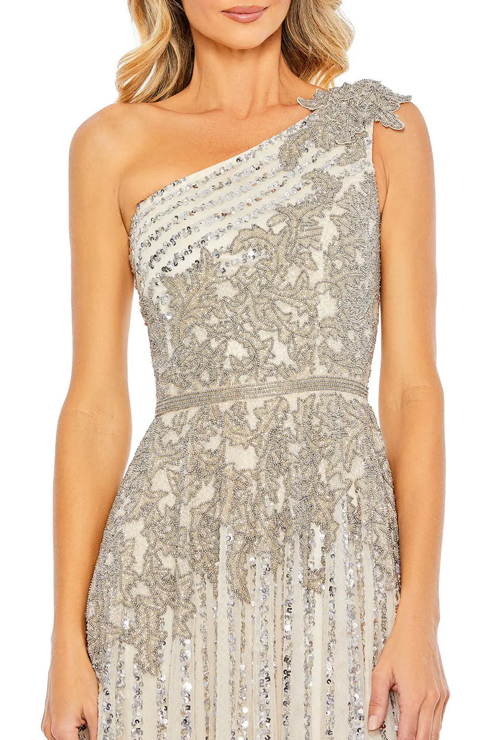 One-Shoulder Embellished Beaded Gown | Mac Duggal Dress 5679