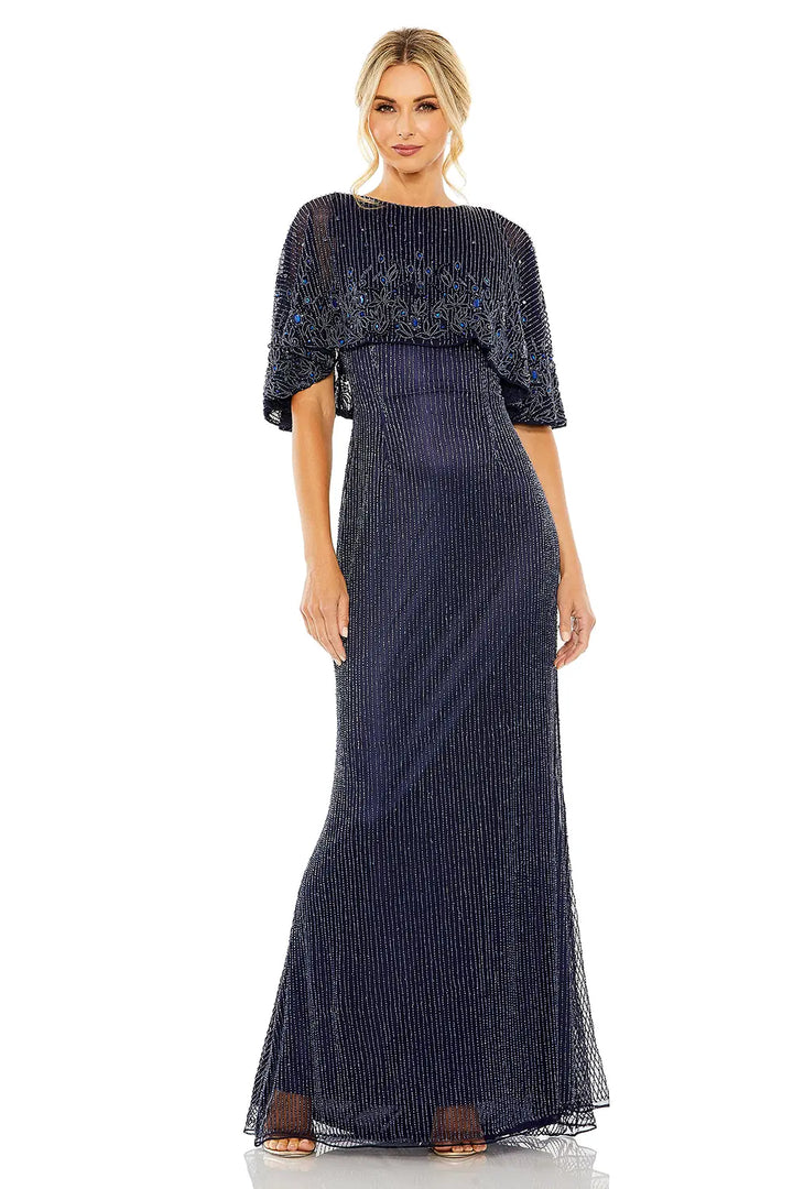 High Neck Column Gown with Embellished Cape | Mac Duggal Dress 5797