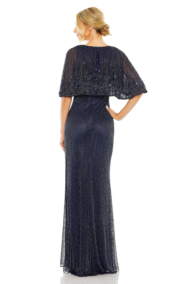 High Neck Column Gown with Embellished Cape | Mac Duggal Dress 5797