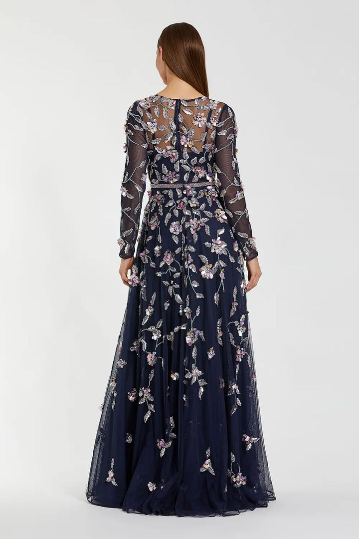 Floral Embellished Long Sleeve Gown | Mac Duggal Dress 6183