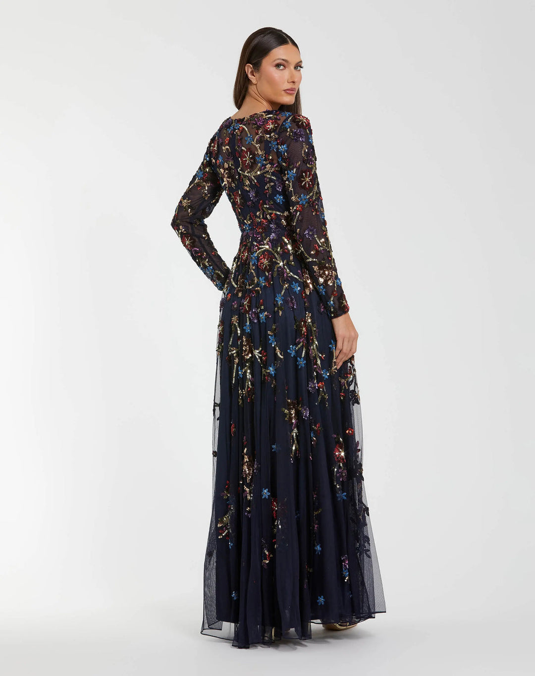 Long Sleeve A-Line Evening Gown with High Neck | Mac Duggal Dress 6198