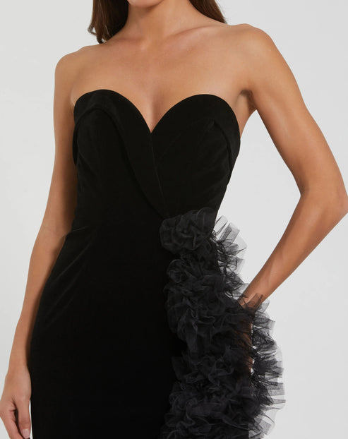 Velvet Mermaid Gown with Strapless Neckline | Mac Duggal Dress 68697