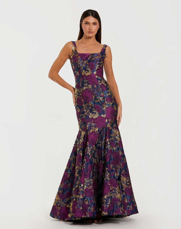 Sleeveless Brocade Trumpet Gown | Mac Duggal Dress 69001