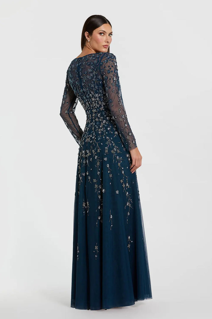 Embellished Wrap Bodice A-Line Evening Gown | Mac Duggal Dress 9131