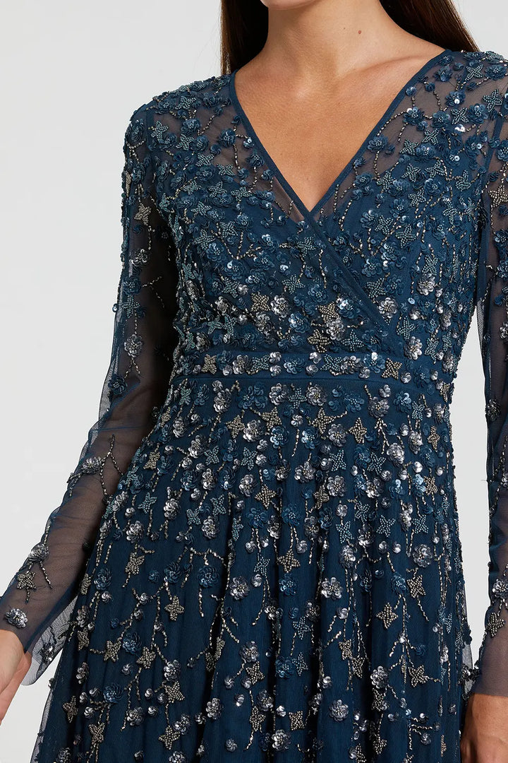 Embellished Wrap Bodice A-Line Evening Gown | Mac Duggal Dress 9131