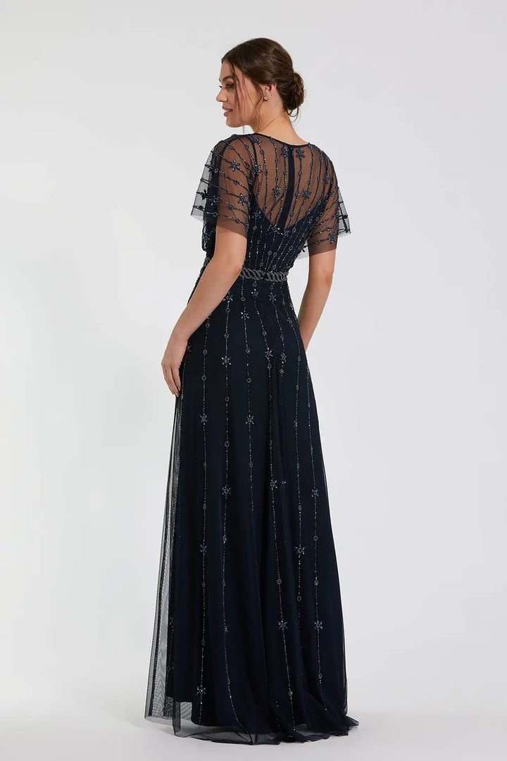 V-Neck Embellished A-Line Gown | Mac Duggal Dress 9223