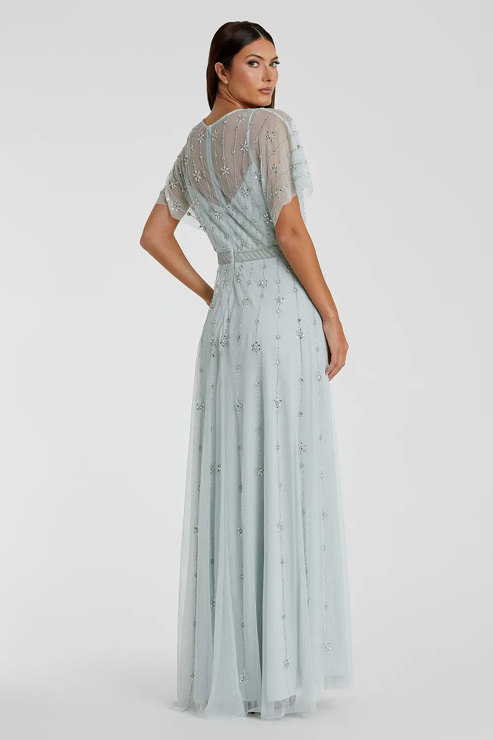 V-Neck Embellished A-Line Gown | Mac Duggal Dress 9223