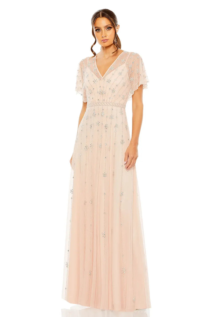 V-Neck Embellished A-Line Gown | Mac Duggal Dress 9223