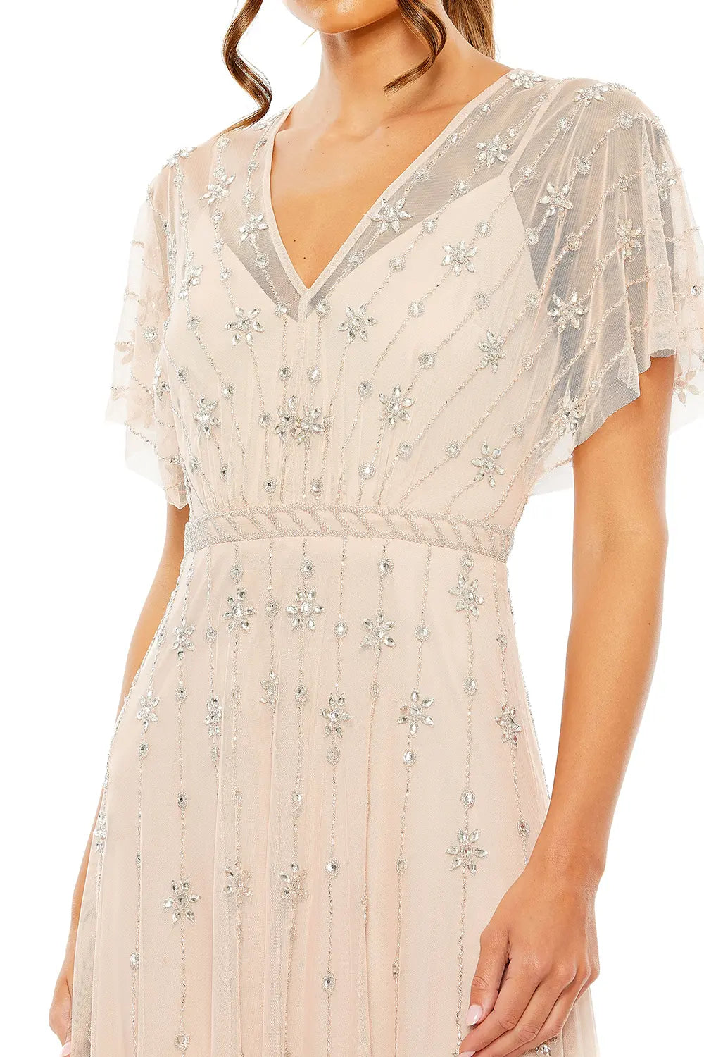 V-Neck Embellished A-Line Gown | Mac Duggal Dress 9223