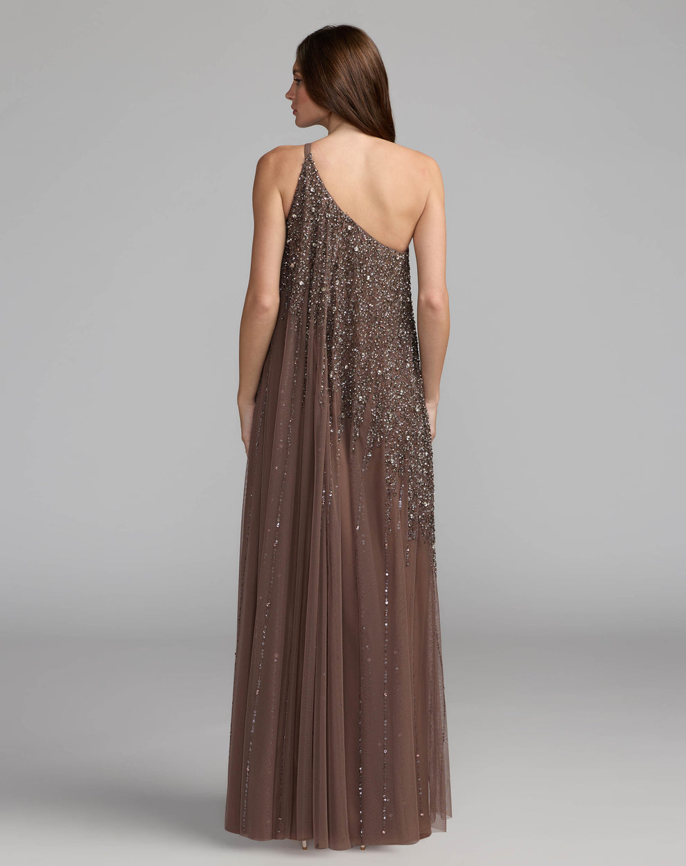 Mac Duggal Style 9224 Embellished One Shoulder Trapeze A Line Gown Dress