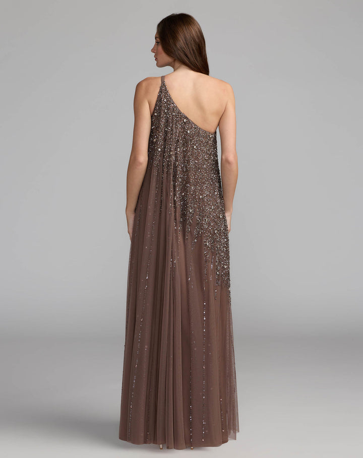 Mac Duggal Style 9224 Embellished One Shoulder Trapeze A Line Gown Dress
