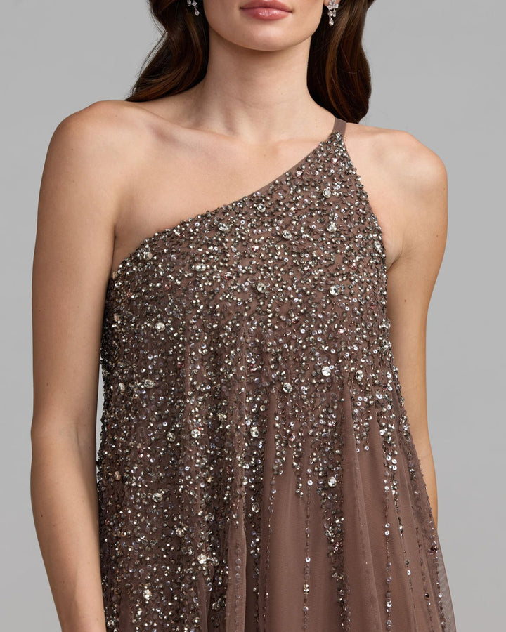 Mac Duggal Style 9224 Embellished One Shoulder Trapeze A Line Gown Dress