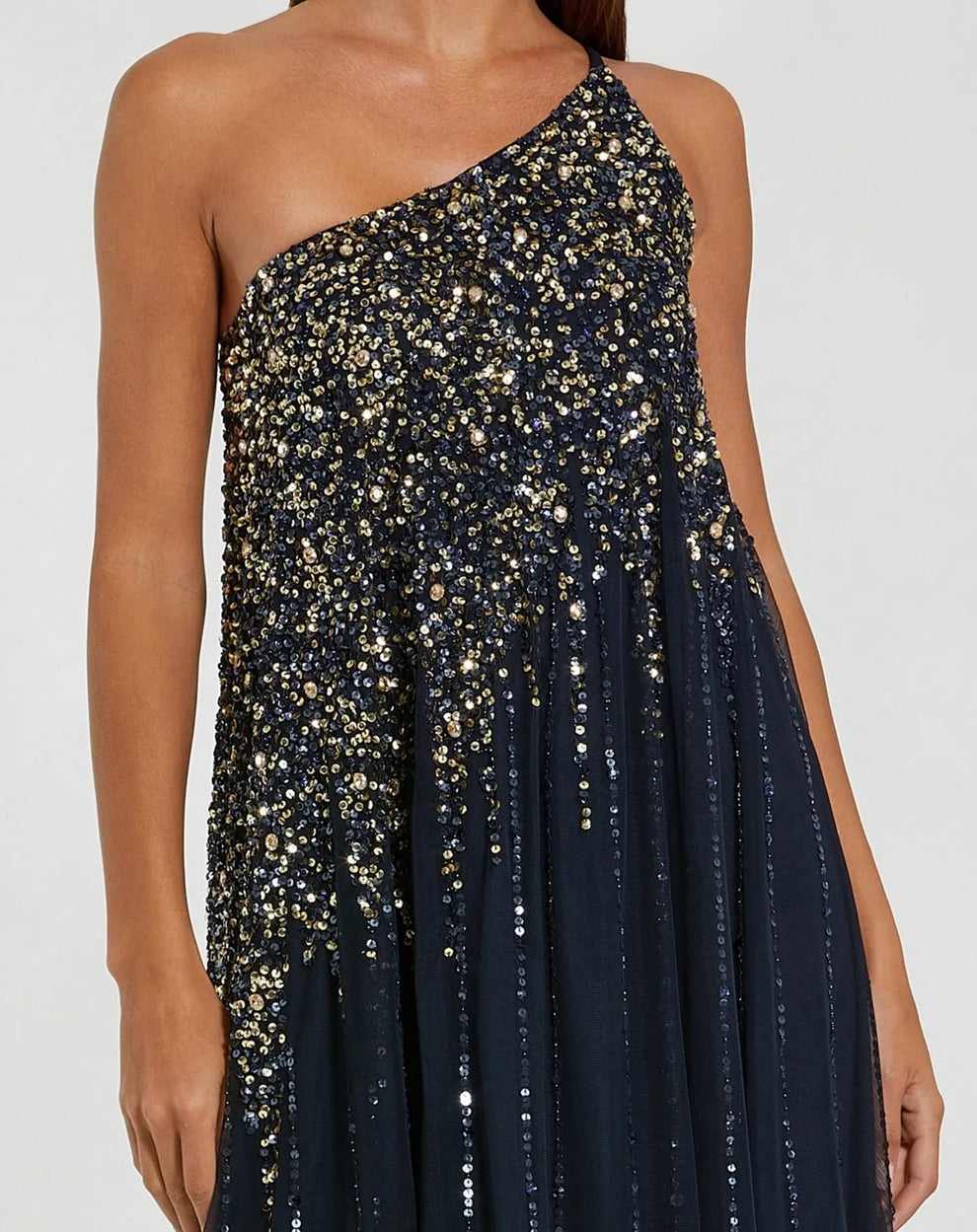 Mac Duggal Style 9224 Embellished One Shoulder Trapeze A Line Gown Dress