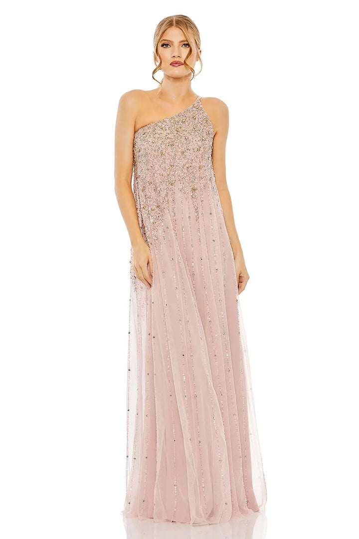 Embellished One-Shoulder Trapeze A-Line Gown | Mac Duggal Dress 9224
