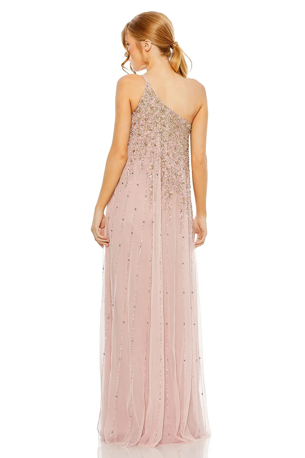 Embellished One-Shoulder Trapeze A-Line Gown | Mac Duggal Dress 9224
