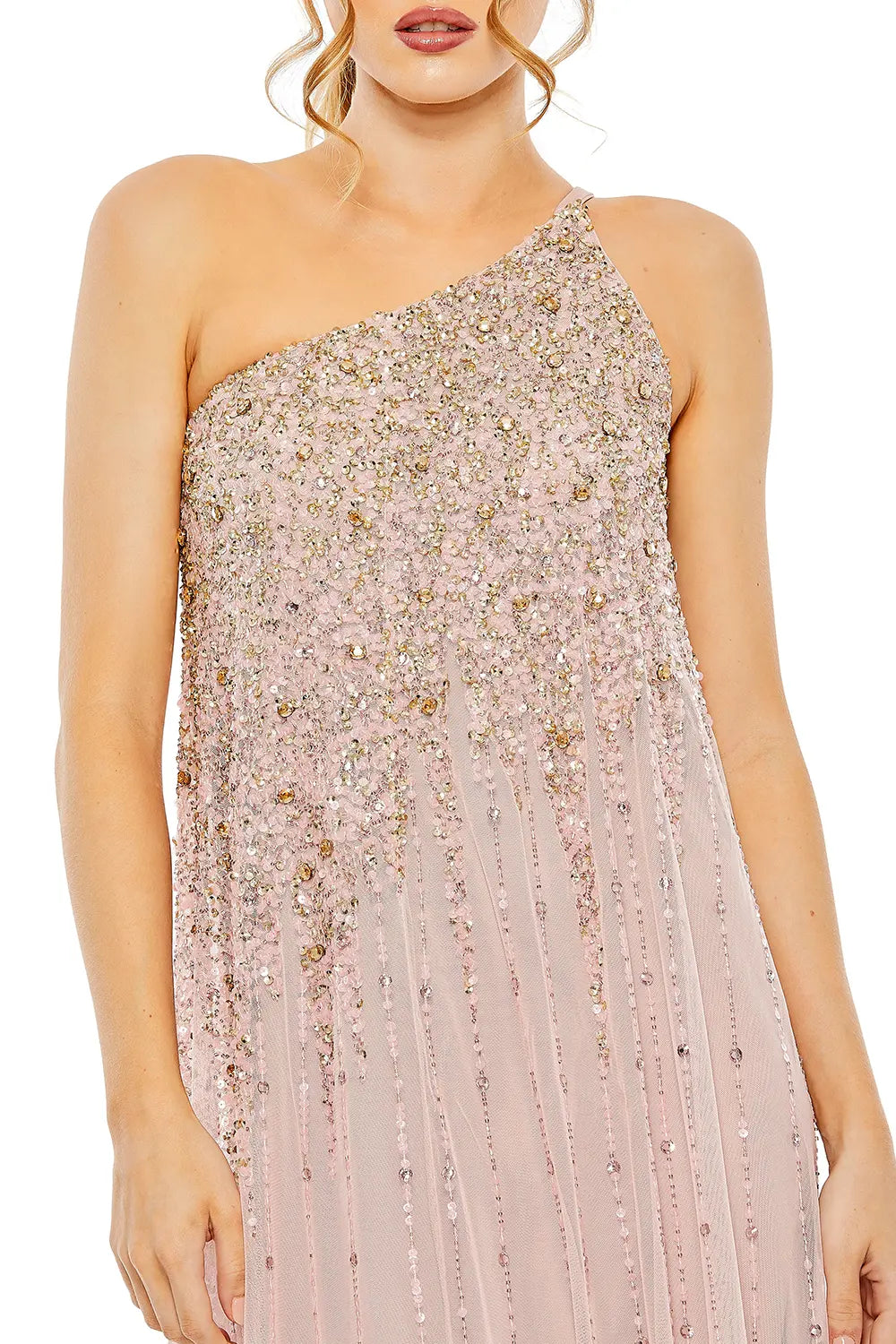 Embellished One-Shoulder Trapeze A-Line Gown | Mac Duggal Dress 9224