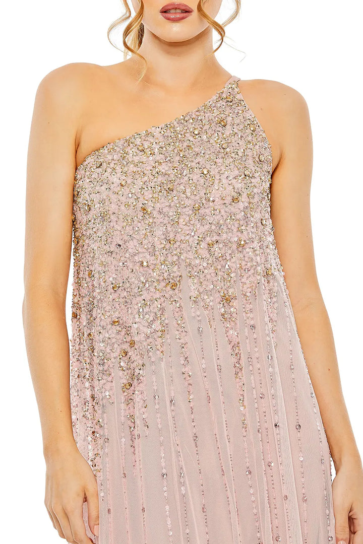 Embellished One-Shoulder Trapeze A-Line Gown | Mac Duggal Dress 9224