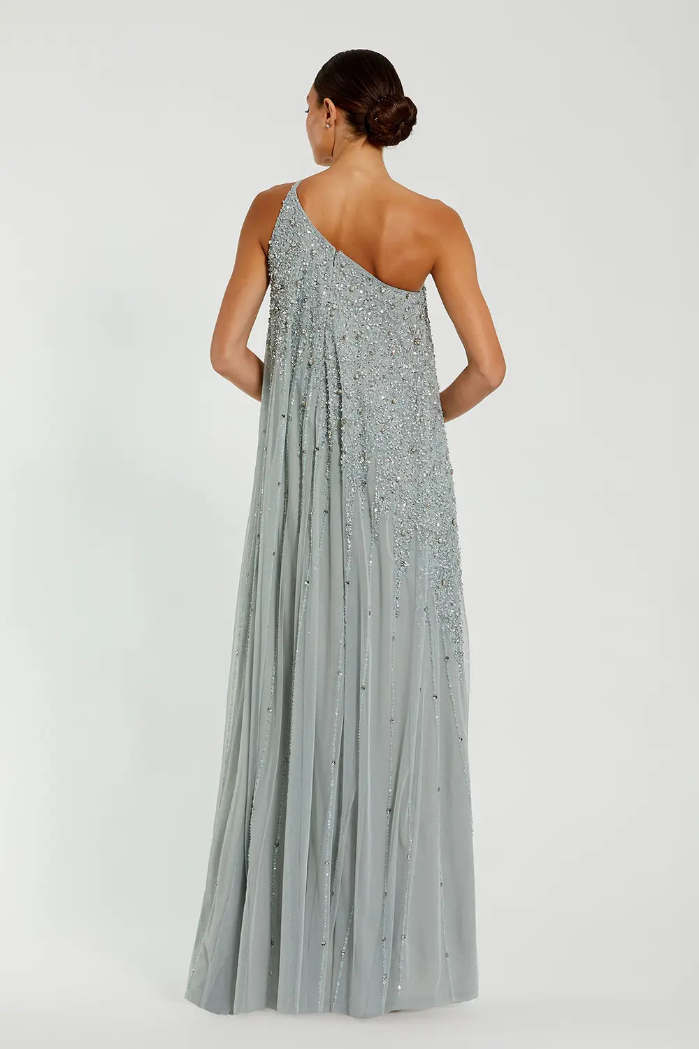 Embellished One-Shoulder Trapeze A-Line Gown | Mac Duggal Dress 9224