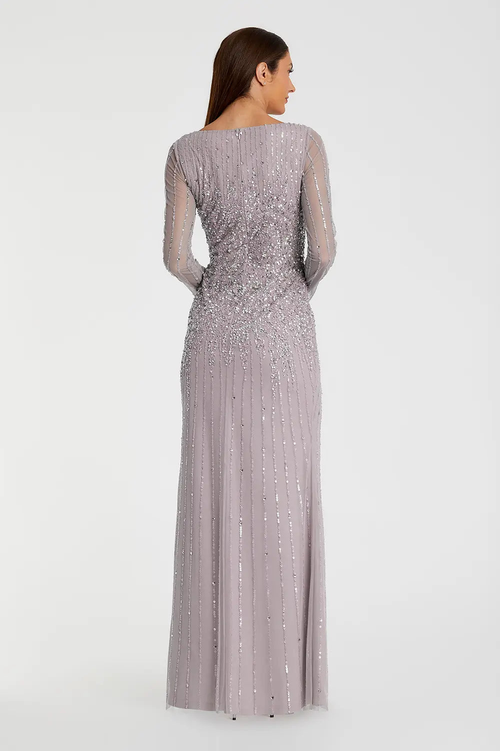 Long Sleeve Sequin High Neck Evening Gown | Mac Duggal Dress 9226