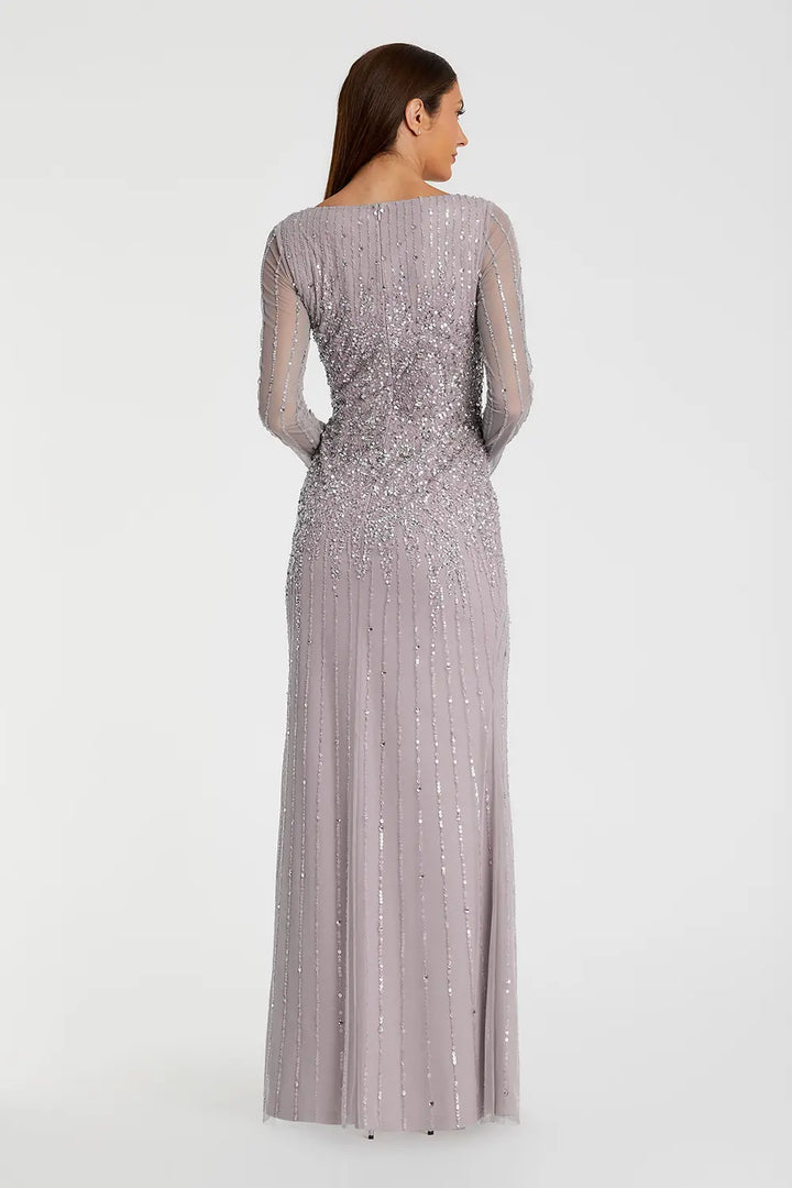 Long Sleeve Sequin High Neck Evening Gown | Mac Duggal Dress 9226