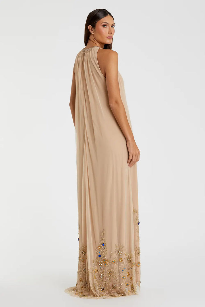 Floral Embellished High Neck Trapeze Gown | Mac Duggal Dress 9232