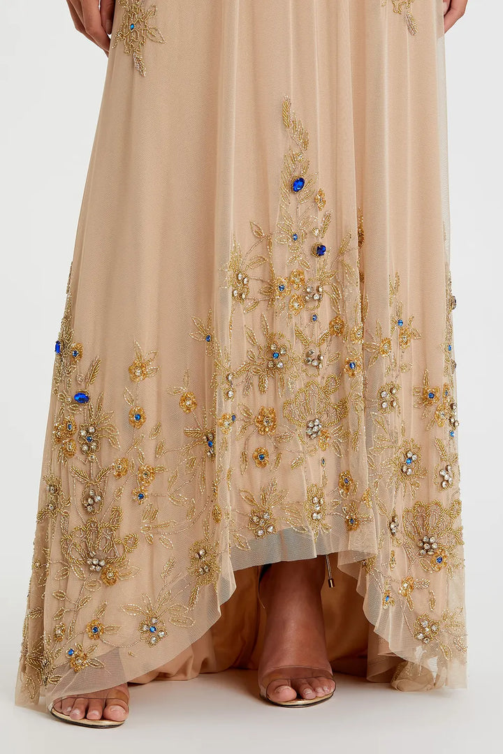 Floral Embellished High Neck Trapeze Gown | Mac Duggal Dress 9232