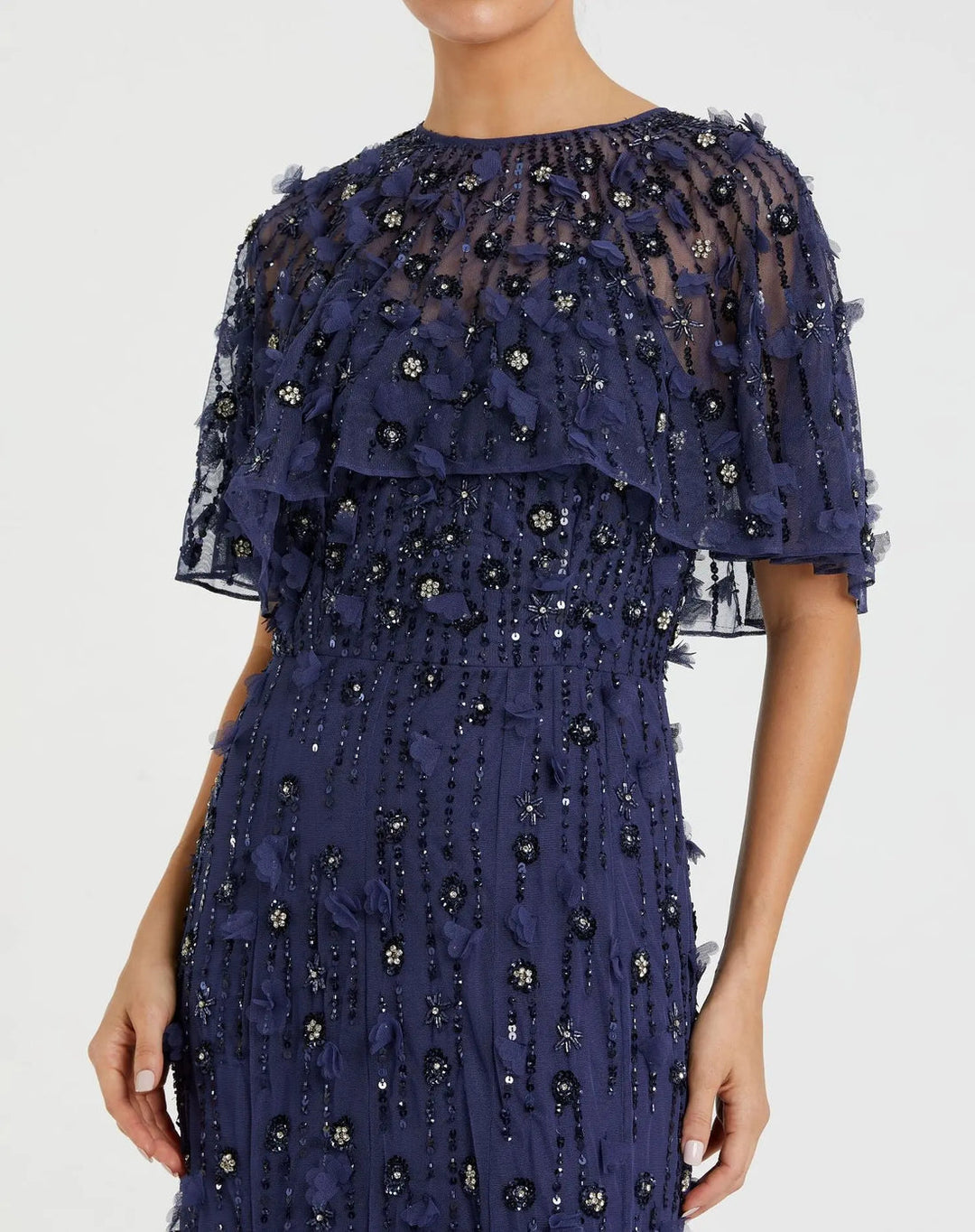 Illusion Cape Sleeve Embellished Gown | Mac Duggal Dress 93653
