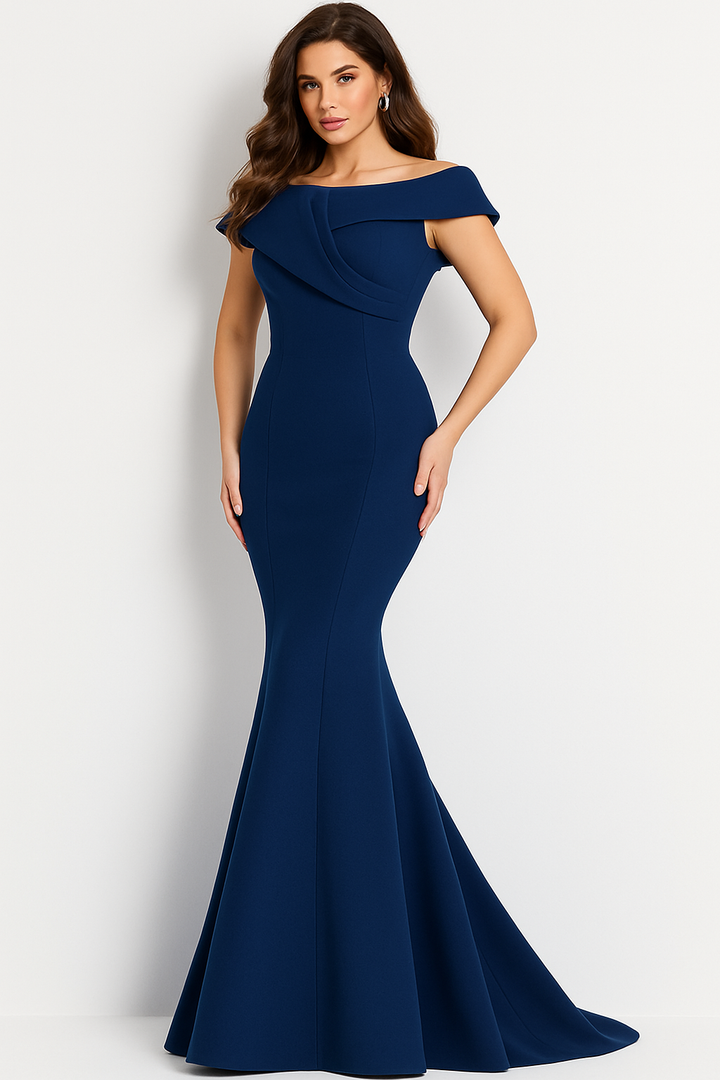 Off-Shoulder Draped Neckline Mermaid Gown | Jovani 48192