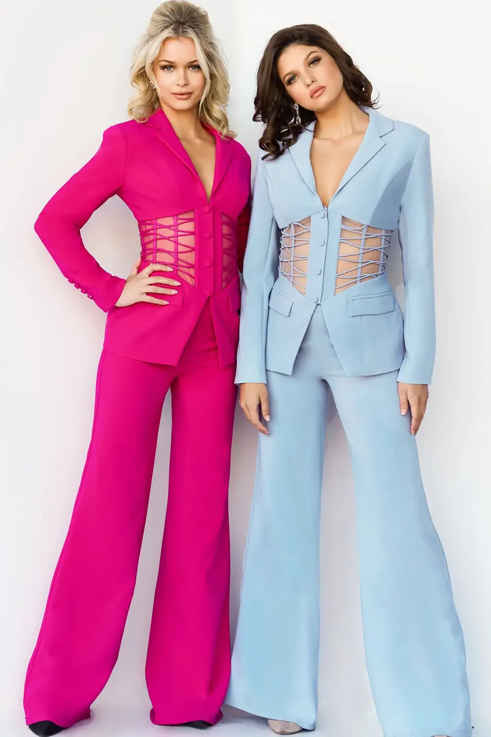 Jovani Style 07227 Illusion Waist Two Piece Pant Suit Dress