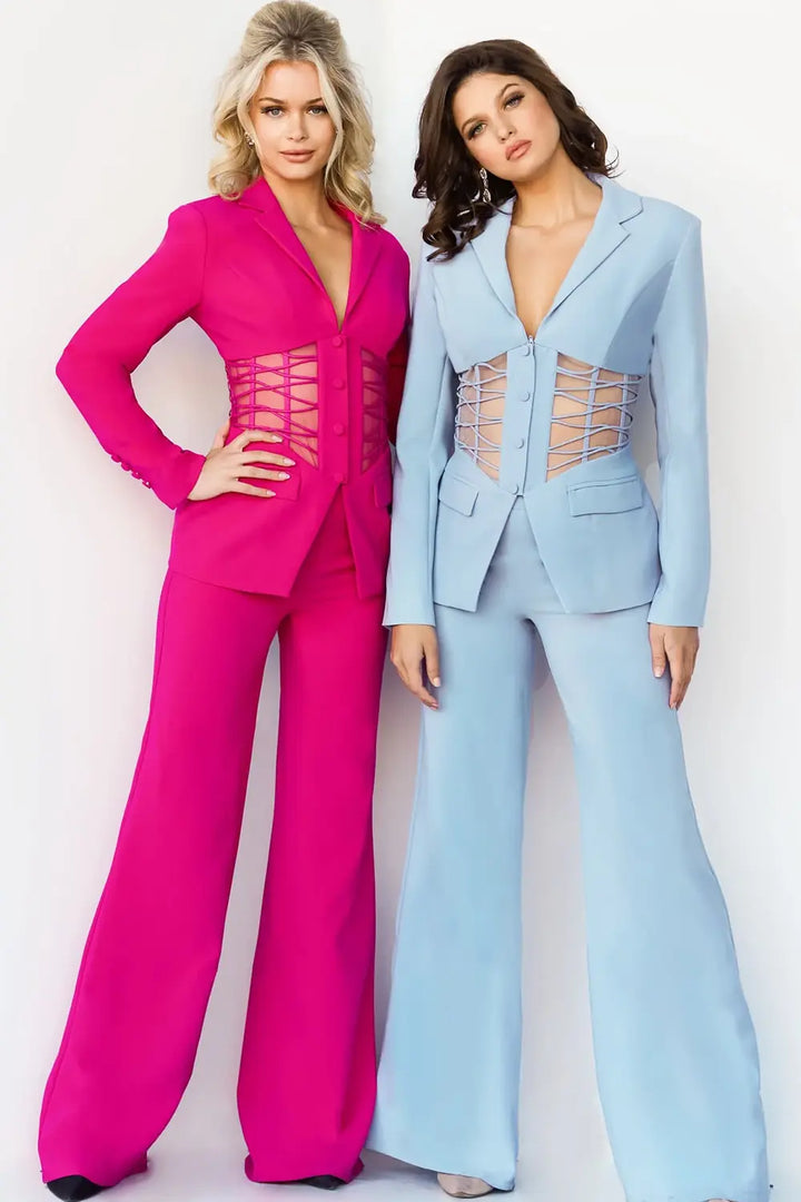 Jovani Style 07227 Illusion Waist Two Piece Pant Suit Dress