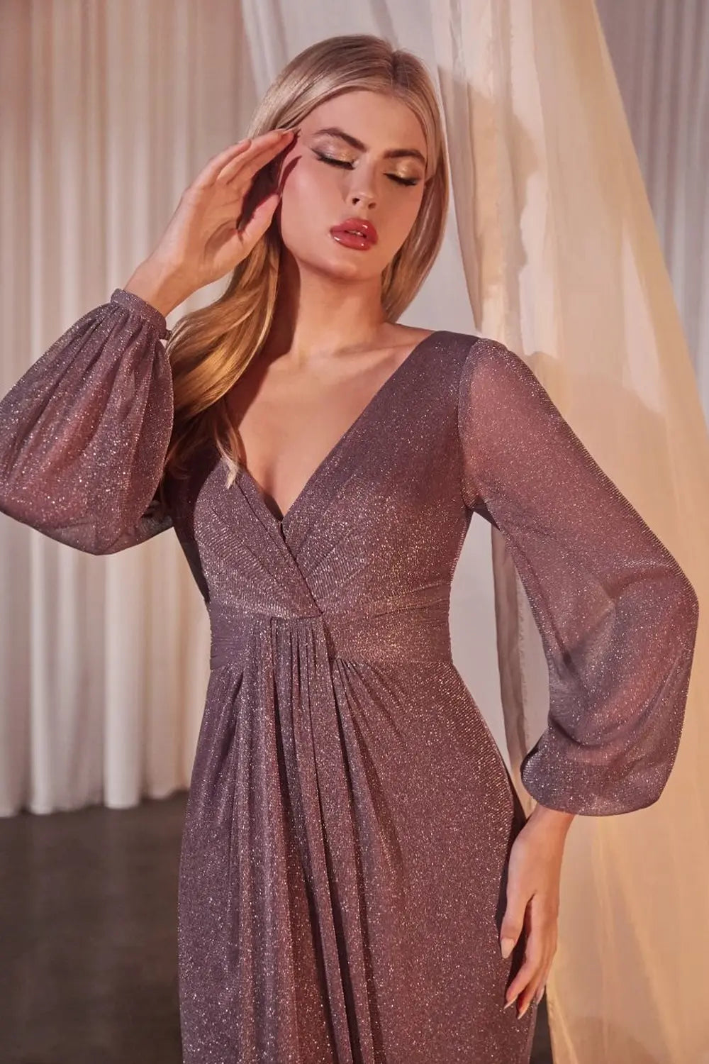 Long Sleeve Sheath Dreaped Dress CK2141 Ladivine