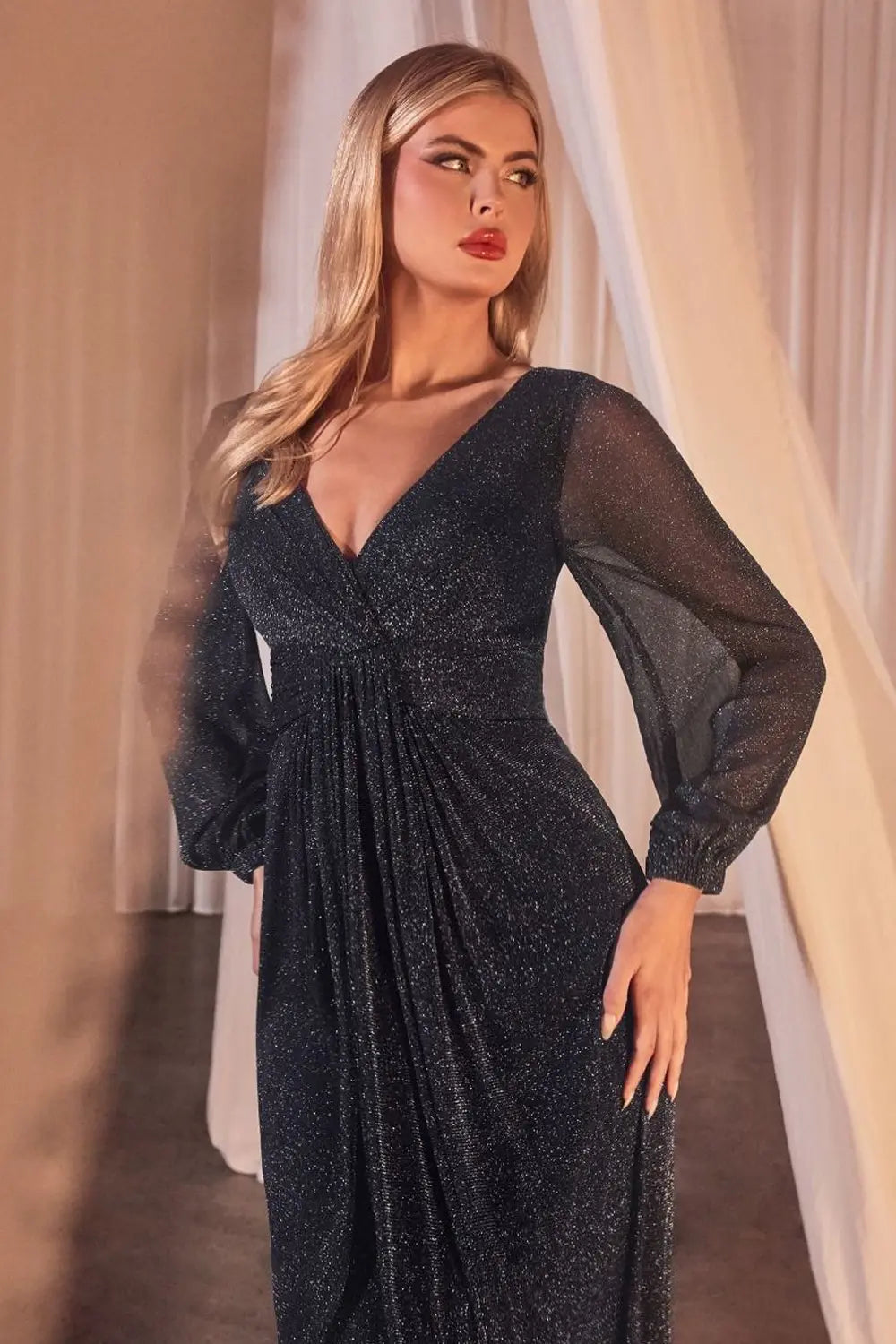 Long Sleeve Sheath Dreaped Dress CK2141 Ladivine