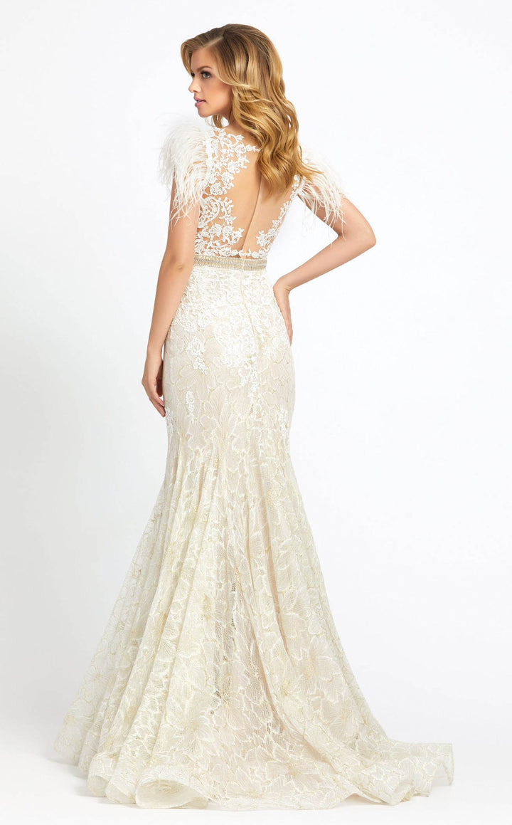 Mac Duggal Style 79230 Embellished Feather Cap Sleeve Trumpet Gown