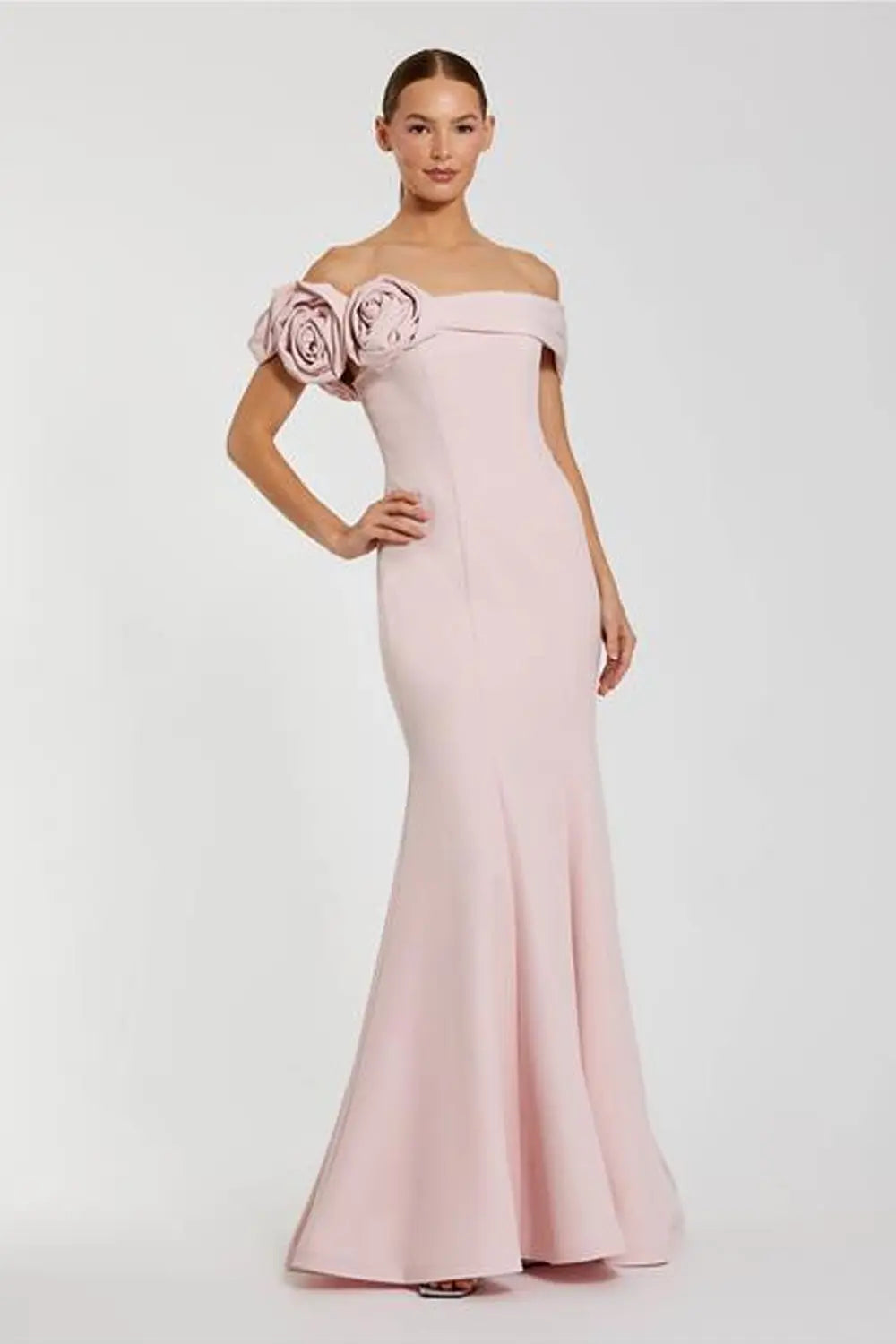 Off-Shoulder Mermaid Gown in Luxe Crepe | Mac Duggal Dress 21104