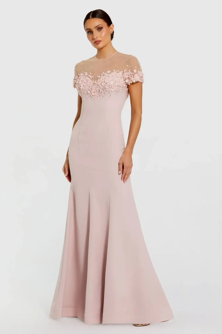 Mac Duggal Style 11867 Beaded Illusion Neck Mermaid Gown Dress