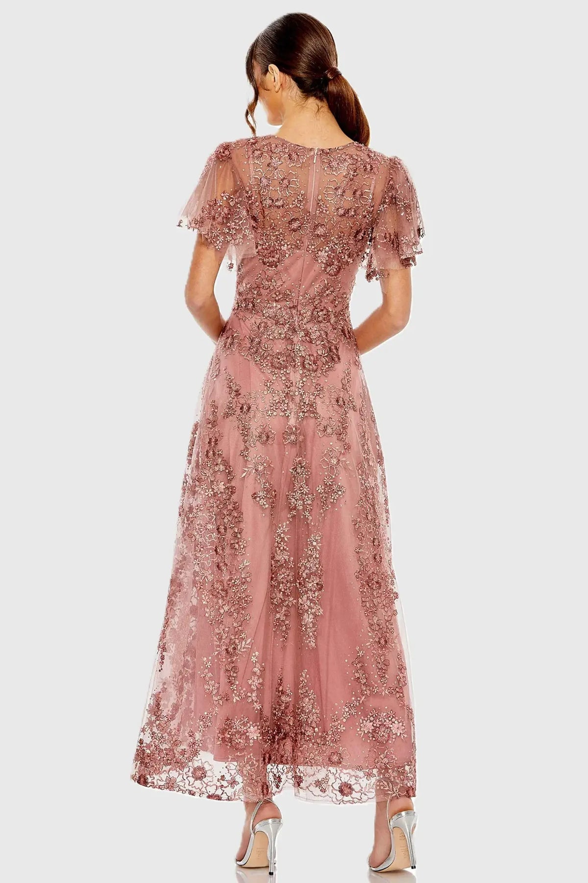mac duggal pink dress Sequined Long Sleeve Gown in the mid Mac Duggal Style 20486 Pink