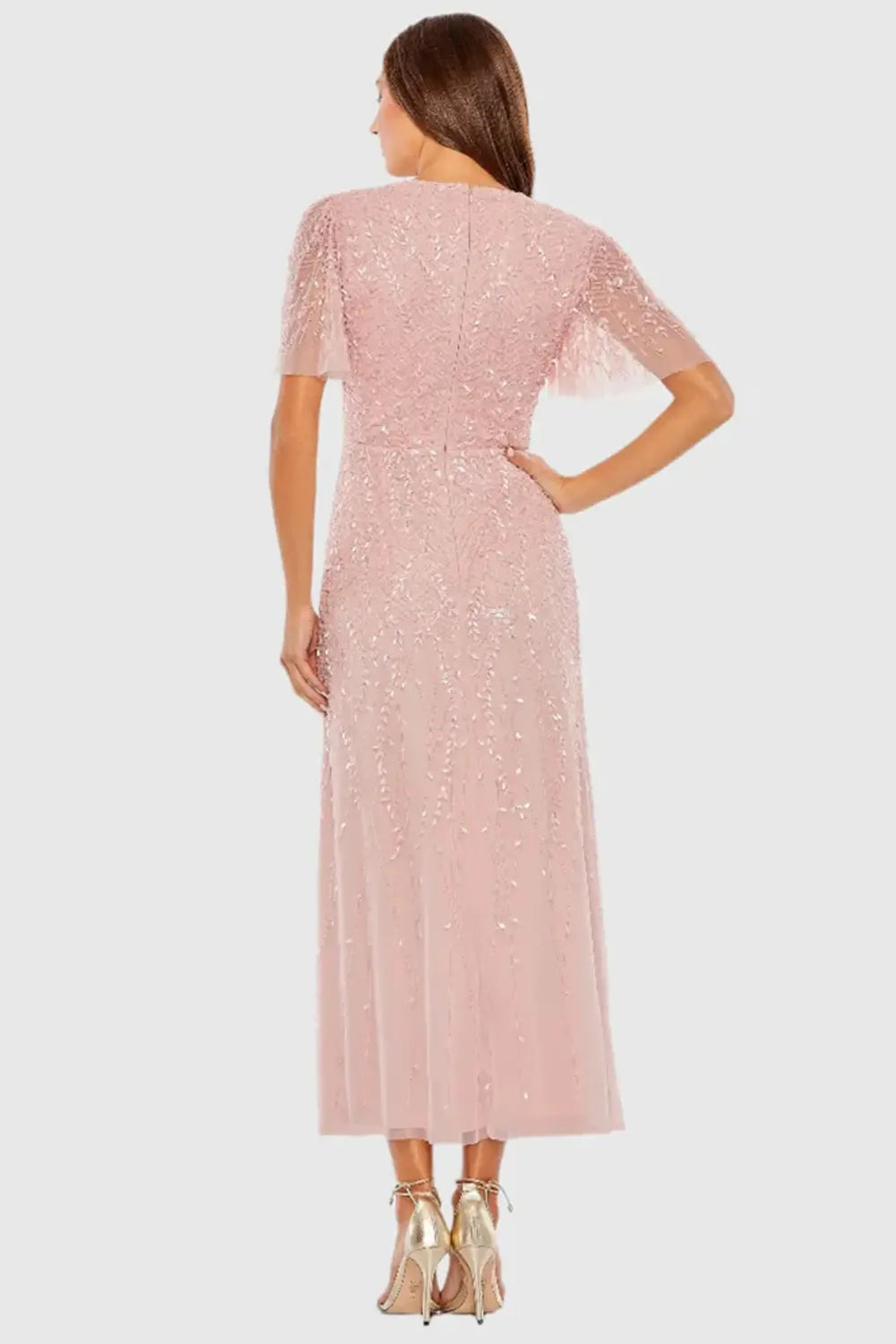 Embellished V-neckline Midi A-line Dress | Mac Duggal Dress 35116
