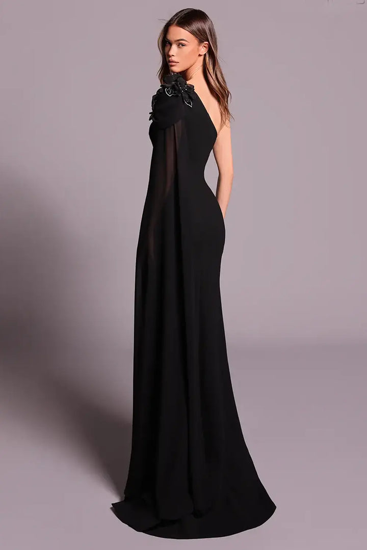 Tarik Ediz 99013 – Crepe One-Shoulder Formal Gown | Morva Couture