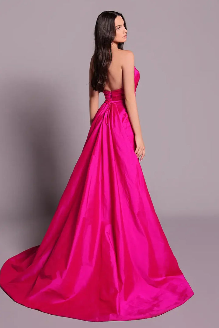 Tarik Ediz 99030 Strapless Pleated Formal Dress | Morva Couture